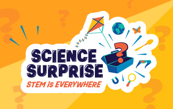 A logo representing our Science Surprise after-school program for kids ages 5 to 12.