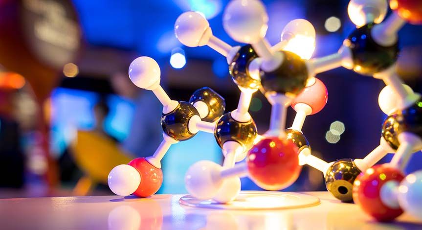 Black and Red Molecule Model